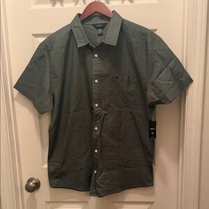 RVCA Men's Olive Button Down Shirt